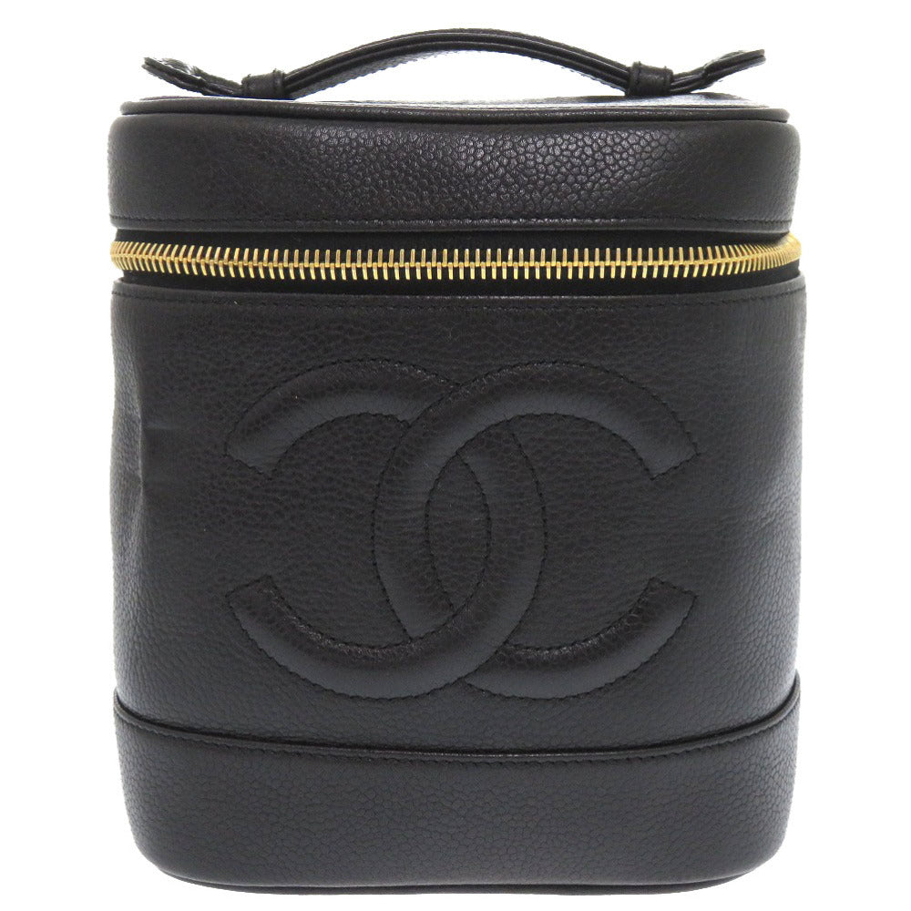 CHANEL Handbag Caviar skin black COCO Mark Vertical vanity bag Women