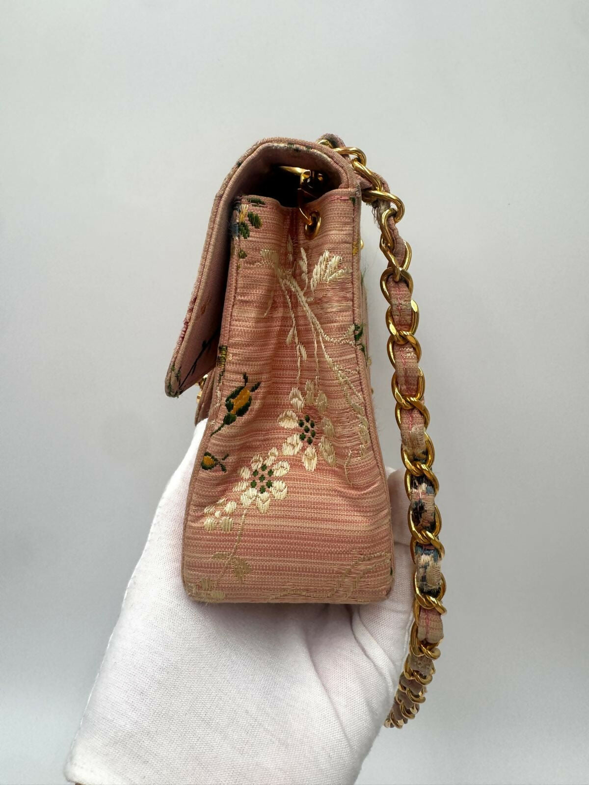 Chanel  Pink Brocade Mini Square