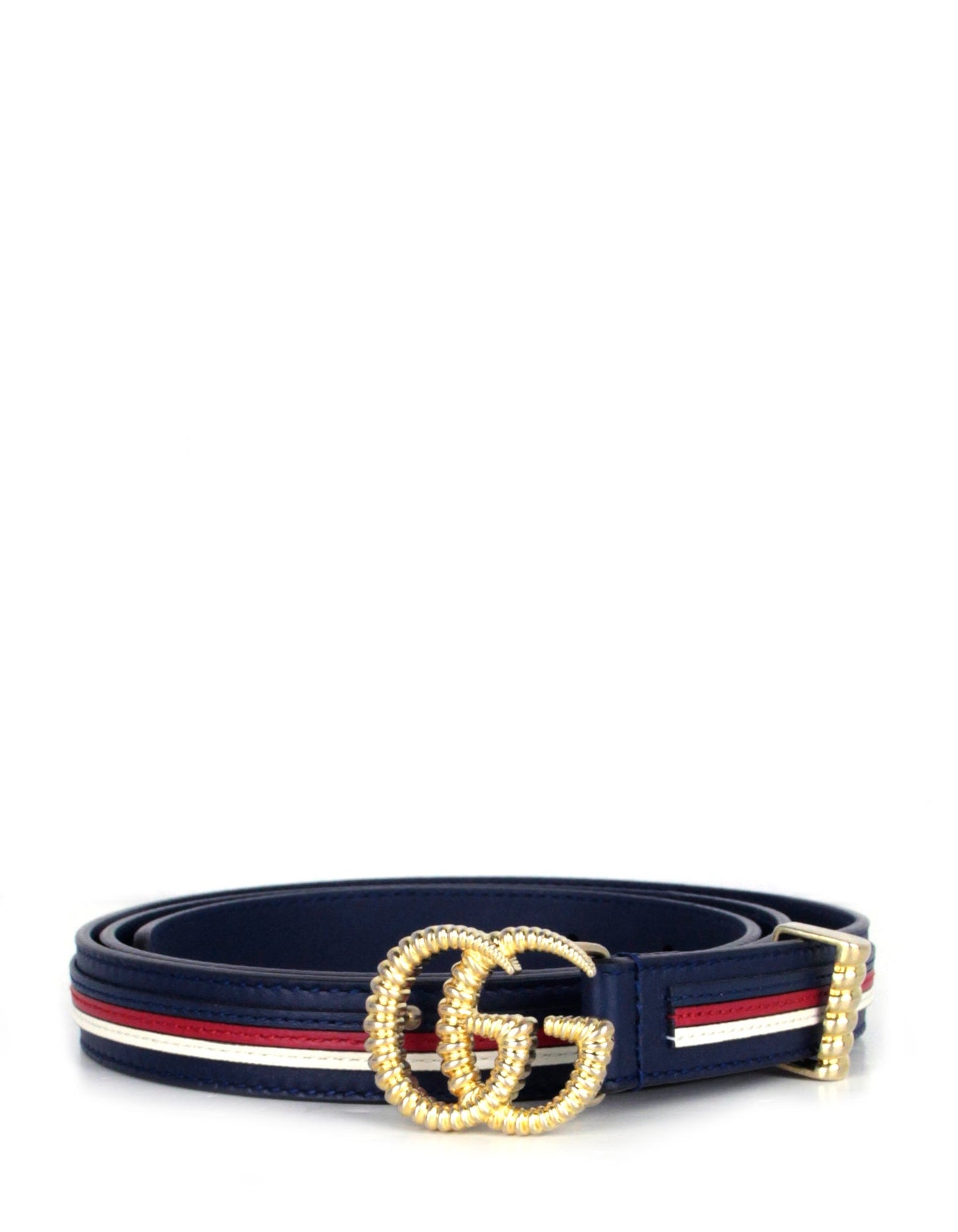 Gucci NWT Blue/Red/White Thin Marmont GG Logo Belt sz 95/38"