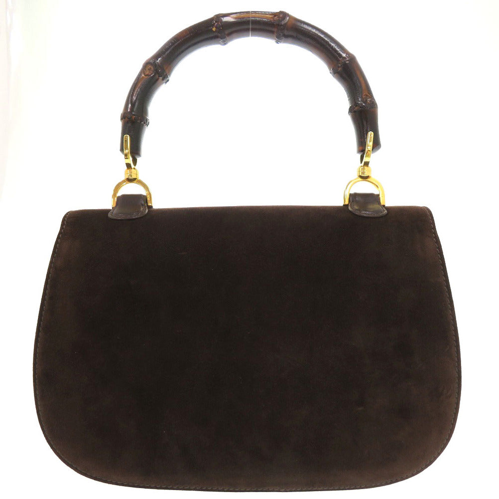 GUCCI Handbag leather Brown Bamboo turnlock handbag Women