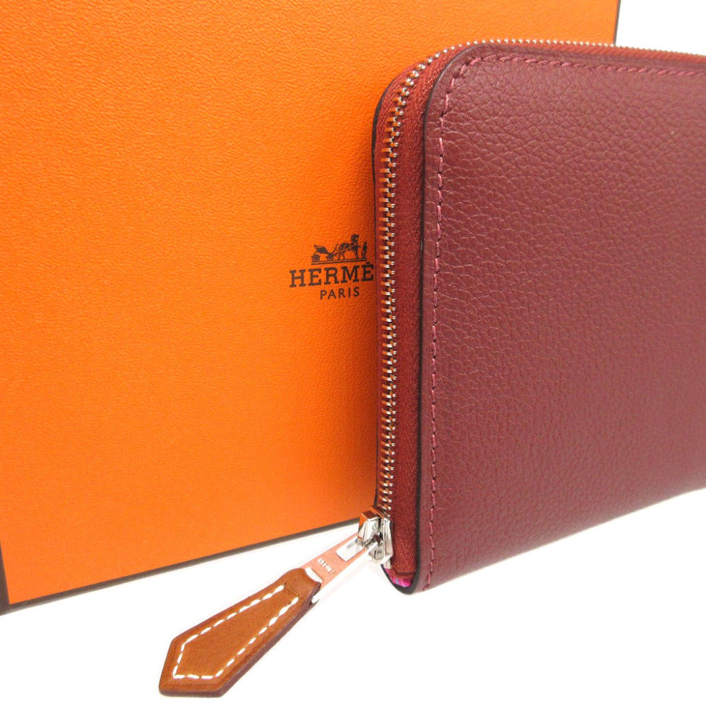 HERMES Coin case Evercolor, Silk Rouge ash Zip Around Azap compact silk in Women(Unisex)