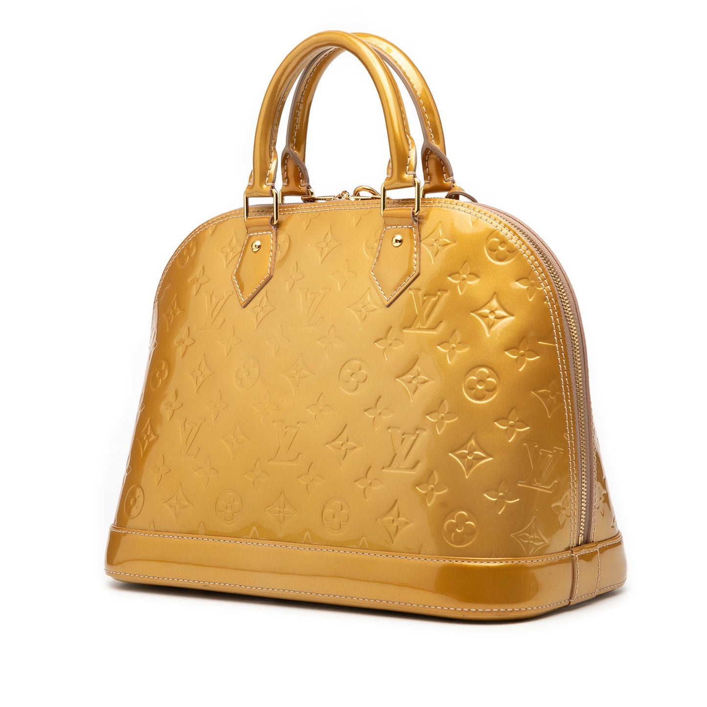 Gold Louis Vuitton Monogram Vernis Alma PM Handbag
