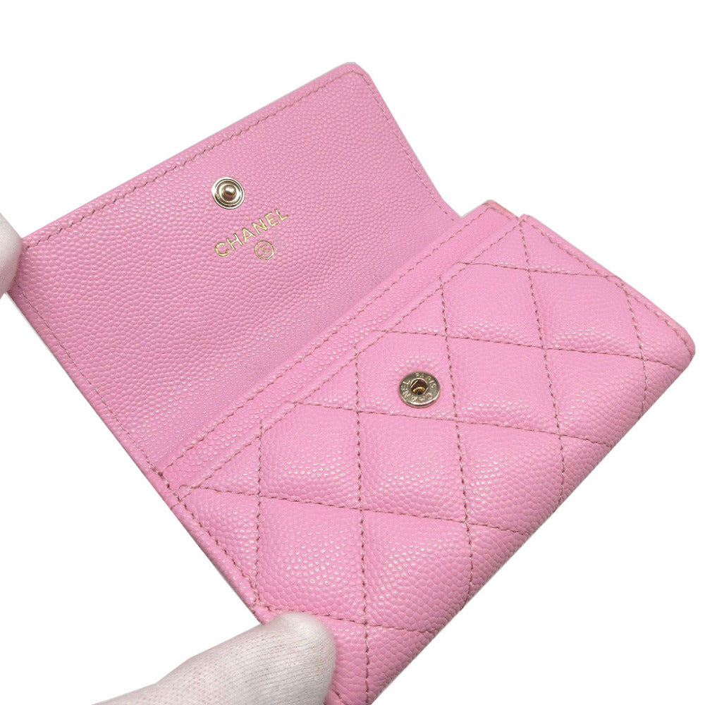 CHANEL Card Case AP3187 Caviar skin pink COCO Mark Matrasse Women