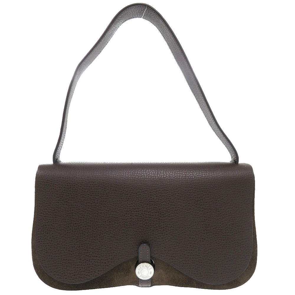 HERMES Handbag Toile Officier, Vache Lieger Havana Colorado PM