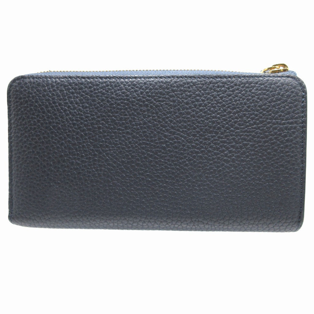 LOUIS VUITTON Long Wallet Purse M68582 leather Blue Marine L-shaped fastener Portefeuille comet unisex(Unisex)