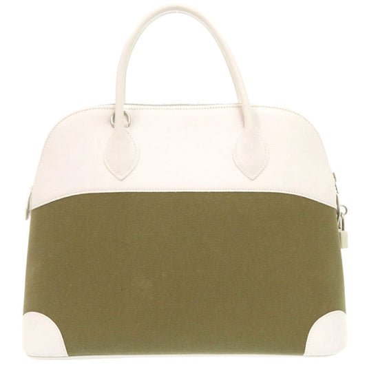 HERMES Handbag Toile Gibessière, Vaux Swift khaki Bored 37