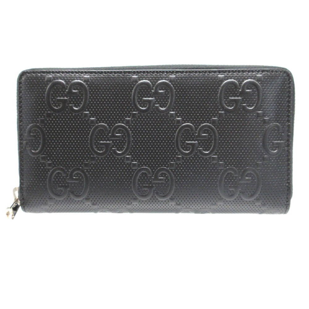 GUCCI Long Wallet Purse 625558 GG canvas black Zip Around Double G Women(Unisex)