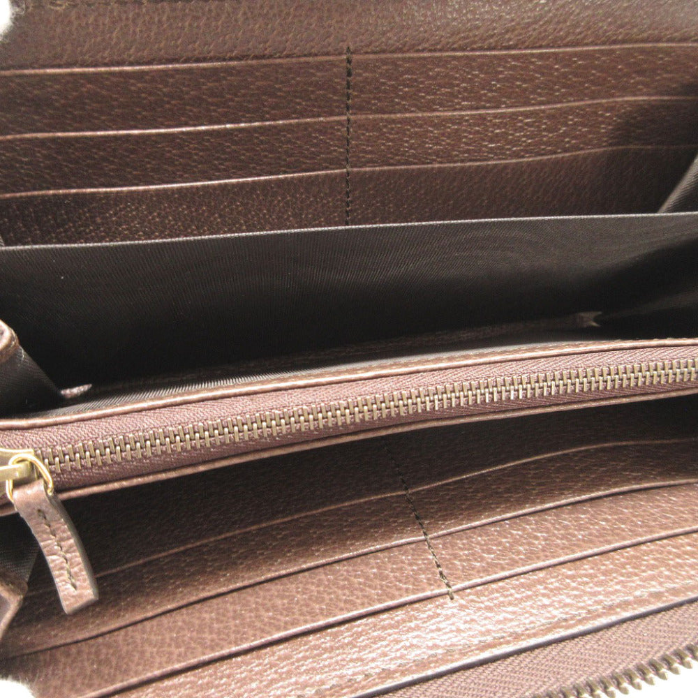 GUCCI Long Wallet Purse 658634 GG Supreme, Leather beige Zip Around Bamboo Diana unisex(Unisex)