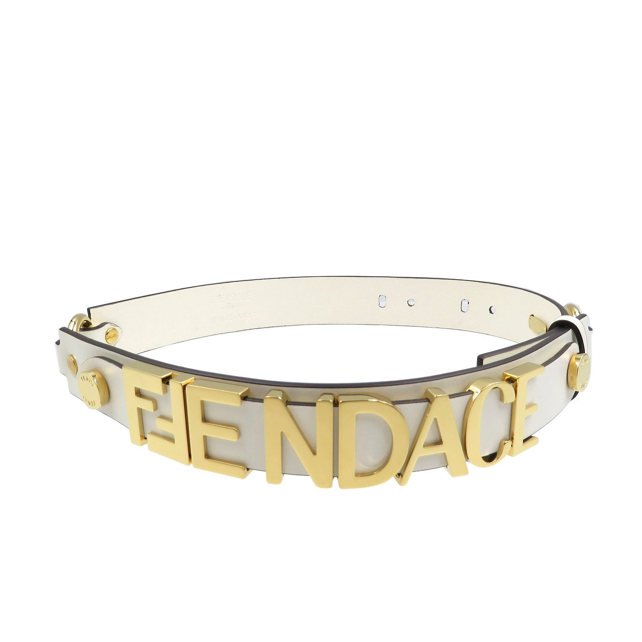 FENDI belt 8C0662 Leather, Metal white Women 65/26