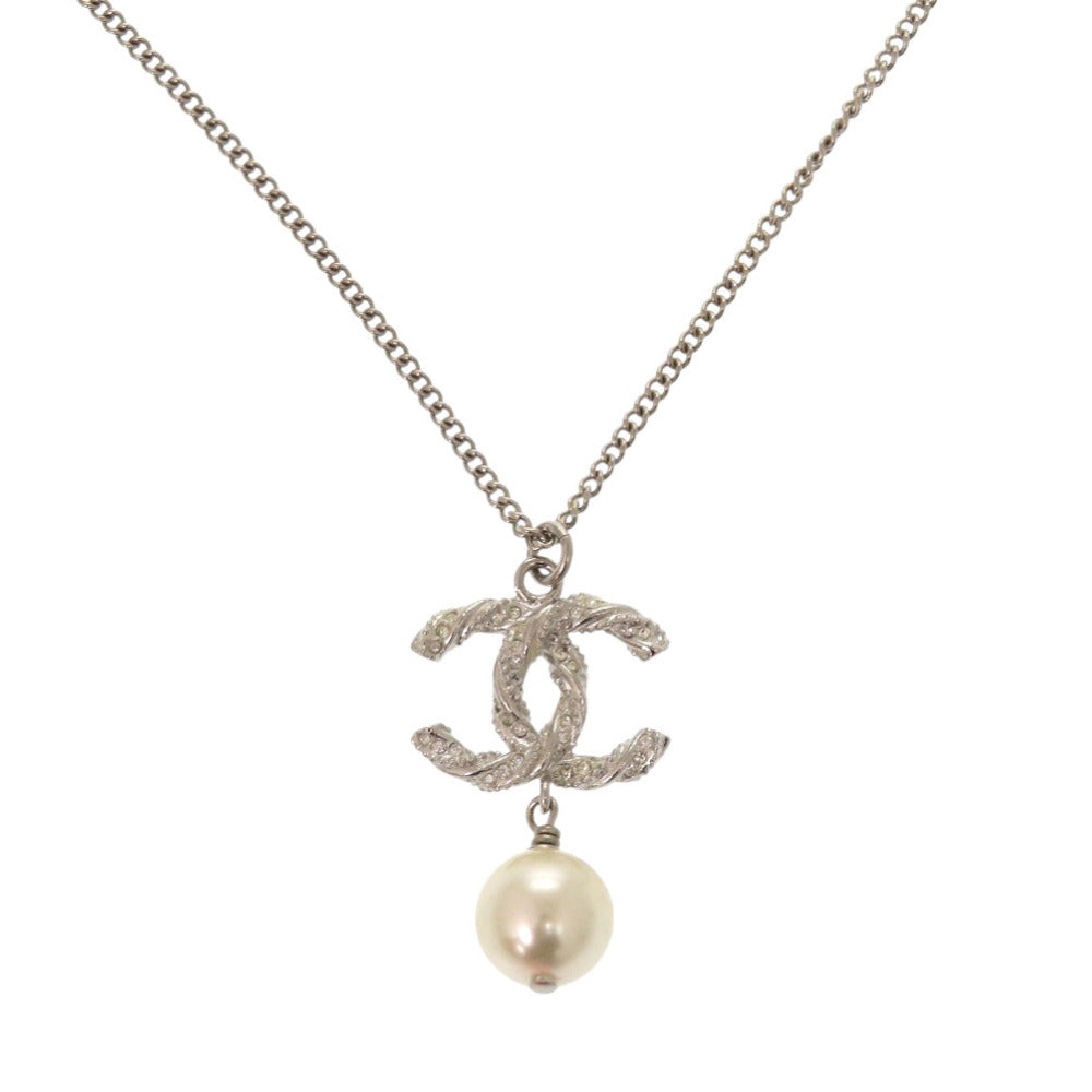 CHANEL Necklace B15V Metal, Faux Pearl Silver COCO Mark Women