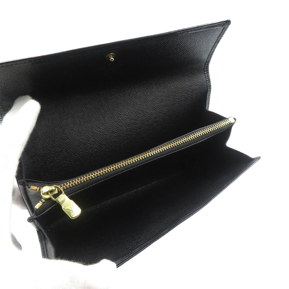 LOUIS VUITTON Long Wallet Purse M63592 Epi Leather Noir Two fold Epi Pochette Porto Monnet Credit mens