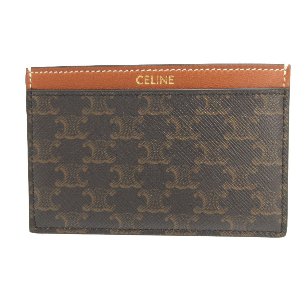 CELINE Card Case F-SD-1223 leather Brown Triomphe Women(Unisex)
