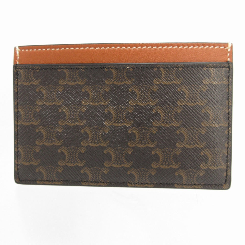 CELINE Card Case F-SD-1223 leather Brown Triomphe Women(Unisex)