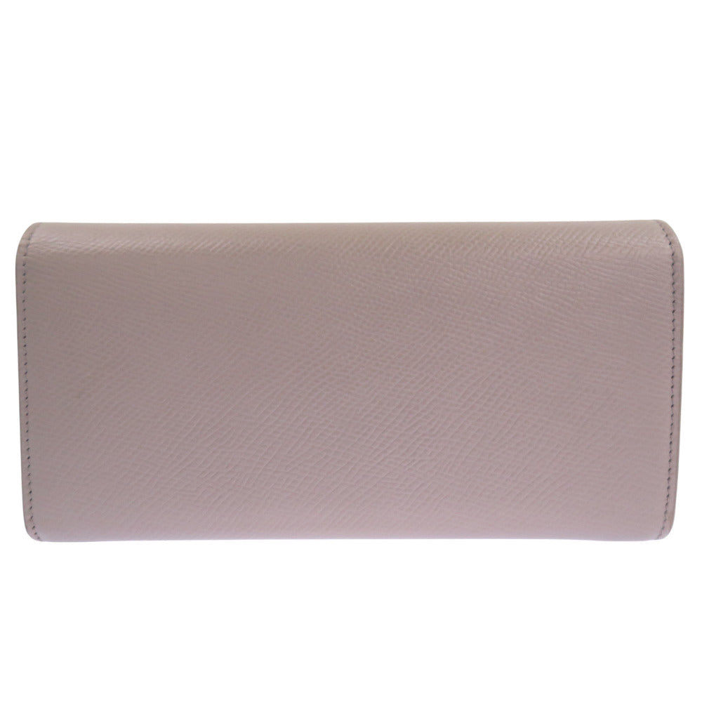 CELINE Long Wallet Purse leather gray Large flap wallet Women