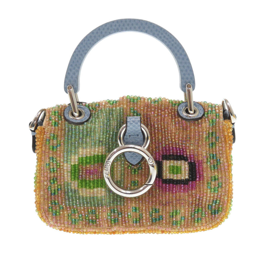 FENDI Shoulder Bag 7AS136 leather blue Nano baguette Women