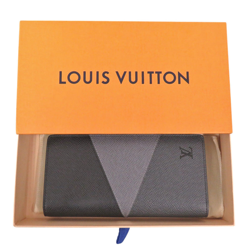 LOUIS VUITTON Long Wallet Purse M30715 Taiga gray Taiga Portefeuille Plaza NM mens