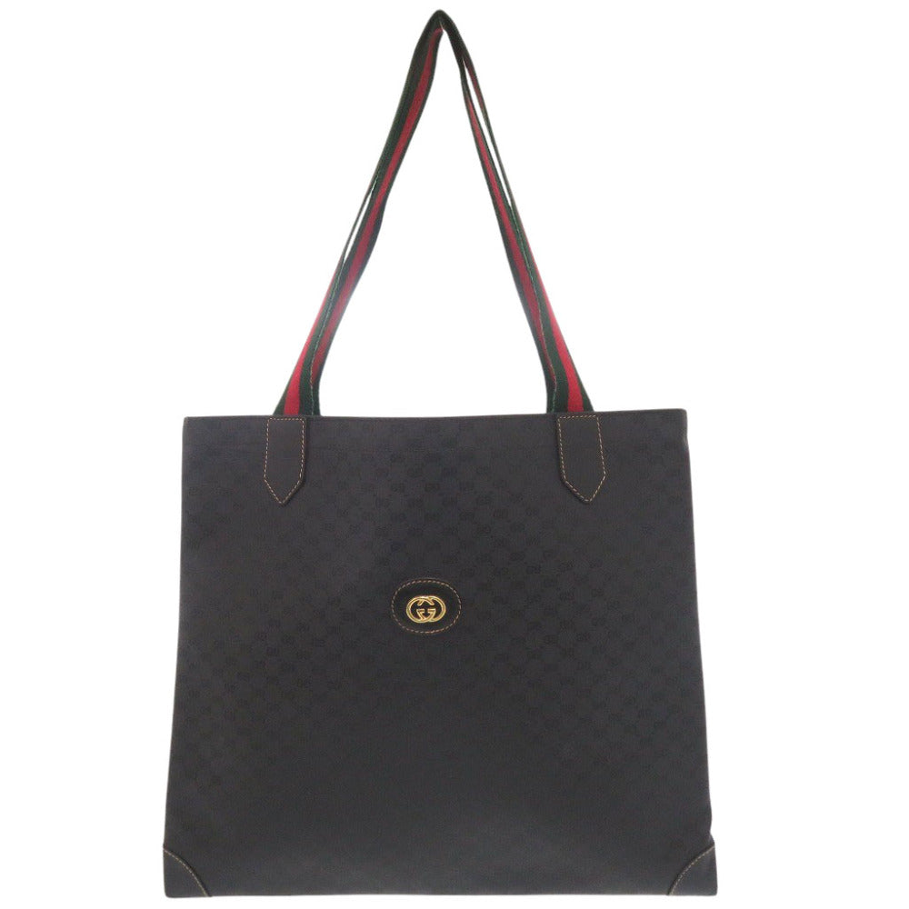 GUCCI Tote Bag 002-63-0048 PVC black Old Gucci Sherry Line Micro GG Women