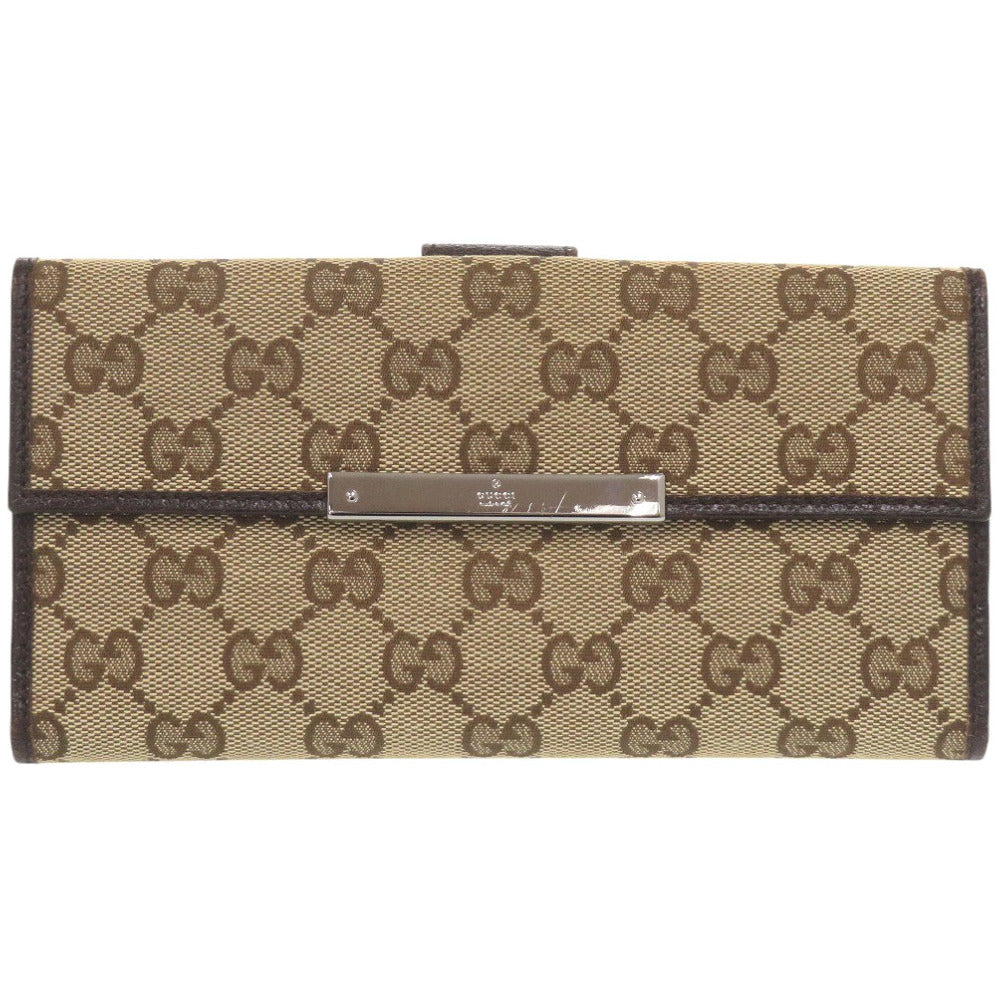GUCCI Long Wallet Purse 112715 GG canvas beige Women