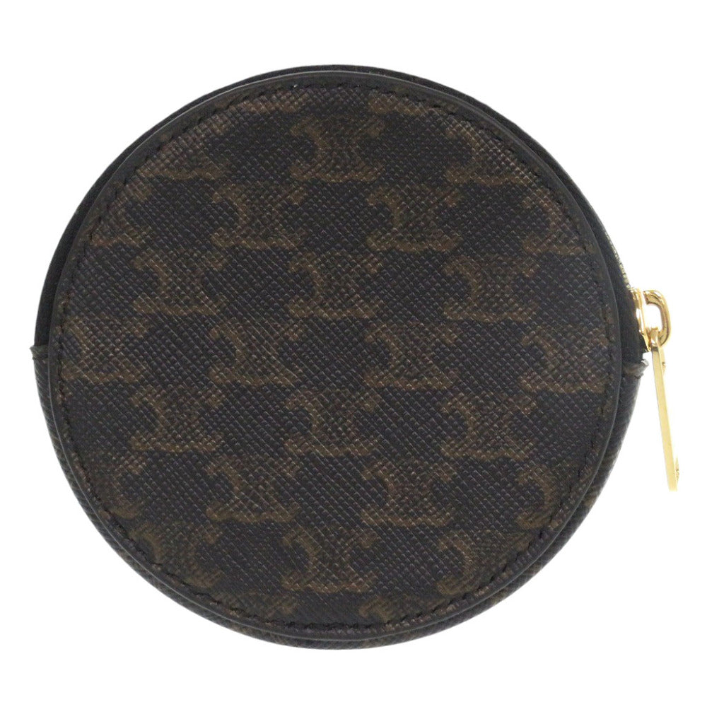 CELINE Coin case U-SD-5202 leather Brown Triomphe Women