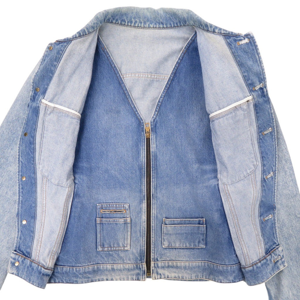 LOUIS VUITTON Denim Jacket HGA73WLVP Cotton, Leather blue 19Stainless Steel Double Front Virgil Abloh mens 46