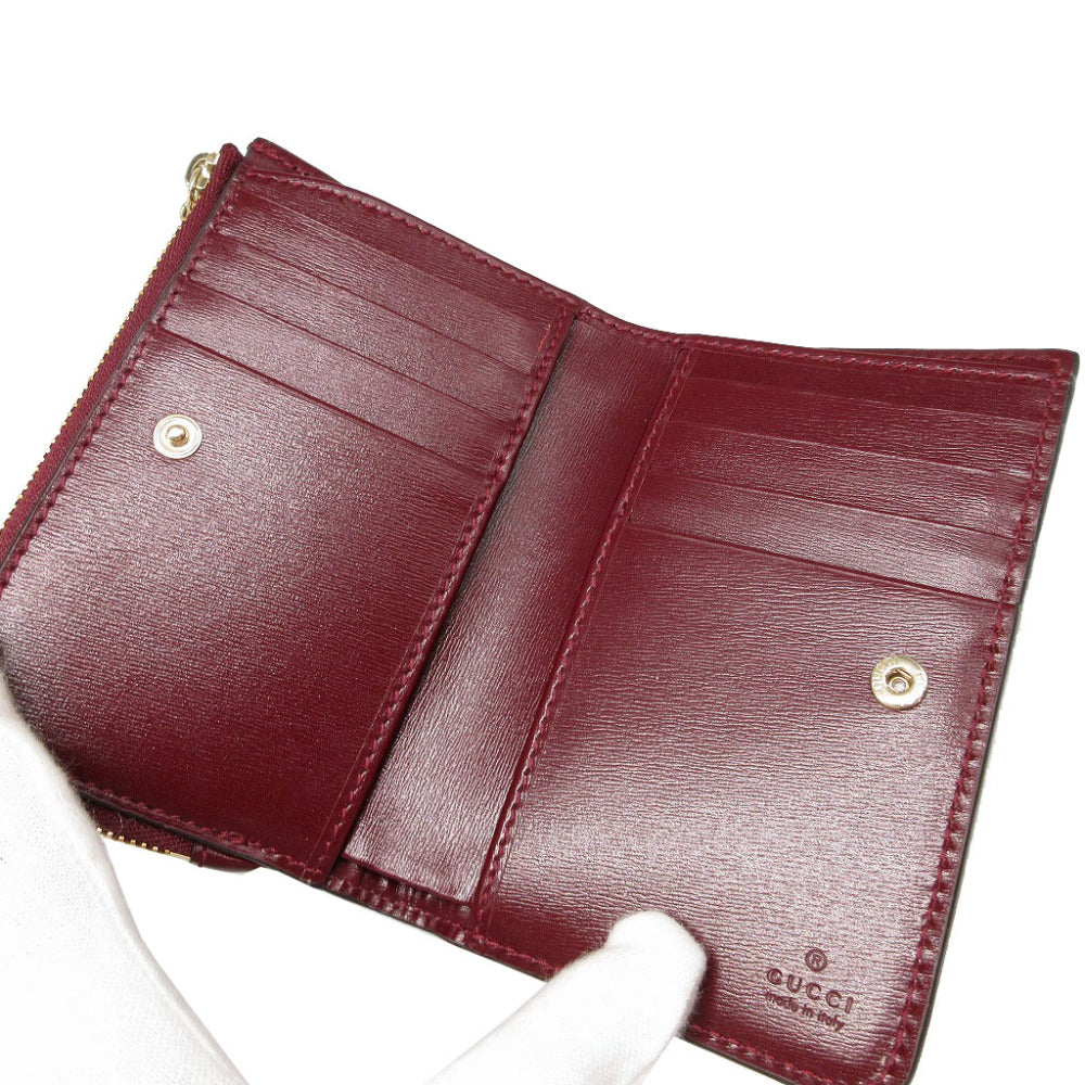 GUCCI Bifold Wallet 790036 GG canvas, leather Bordeaux L-shaped zipper compact wallet Women