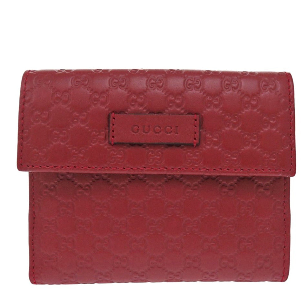 GUCCI Bifold Wallet 464916 leather Red Micro Guccisima Women