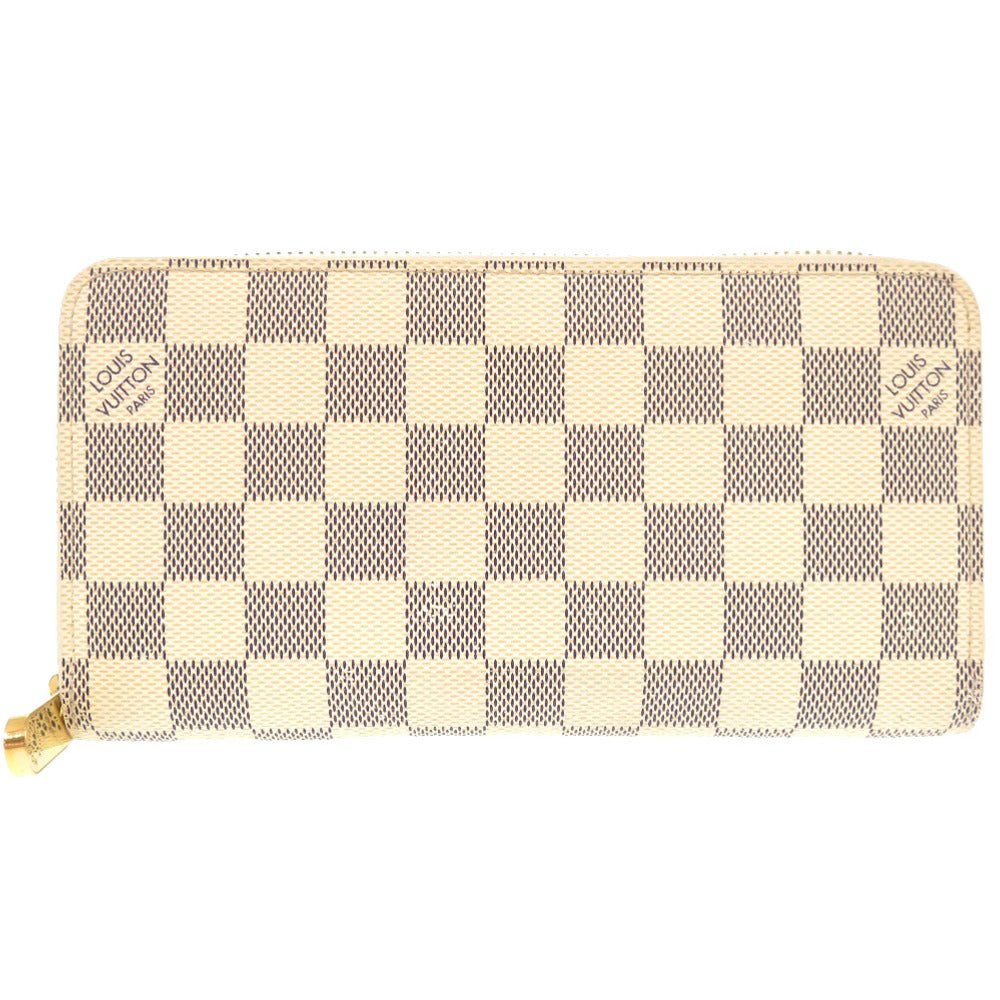 LOUIS VUITTON Long Wallet Purse M60019 Damier Azur Canvas Damier Azur Zip Around Damier Azur Zippy wallet Women