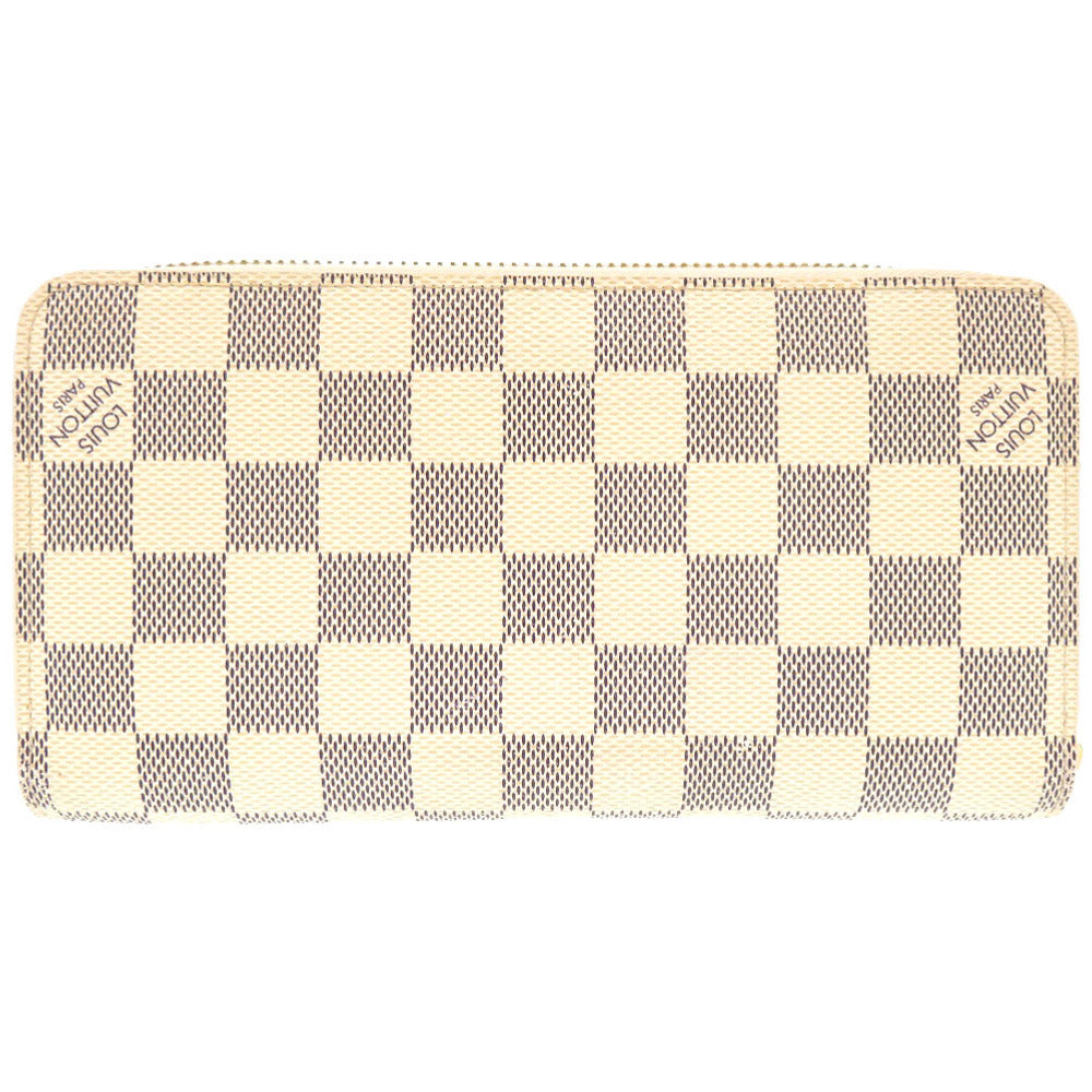 LOUIS VUITTON Long Wallet Purse M60019 Damier Azur Canvas Damier Azur Zip Around Damier Azur Zippy wallet Women