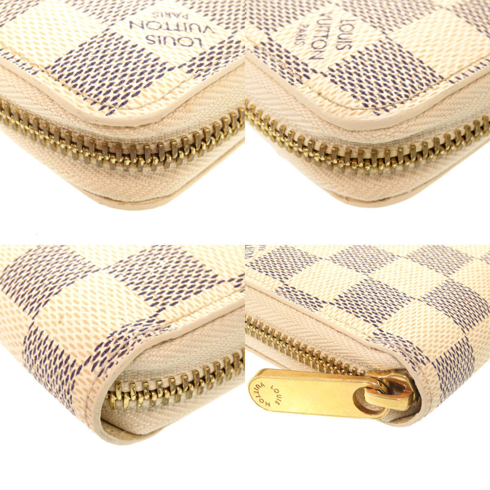 LOUIS VUITTON Long Wallet Purse M60019 Damier Azur Canvas Damier Azur Zip Around Damier Azur Zippy wallet Women