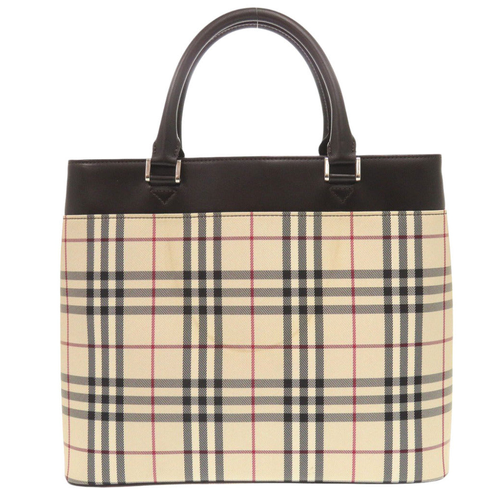 BURBERRY Handbag Canvas, Leather beige Nova Check Women