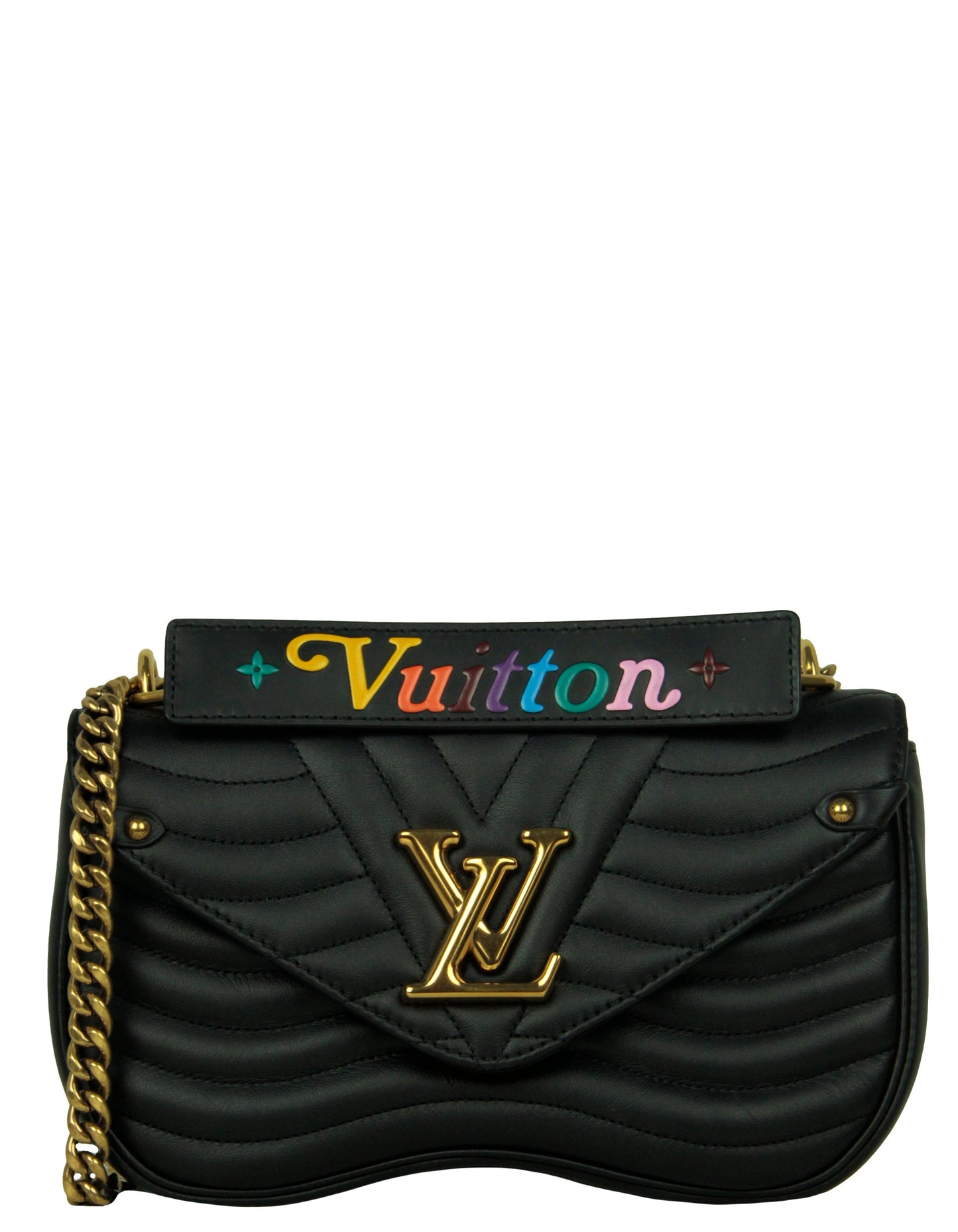Louis Vuitton Black Leather New Wave MM Chain Bag