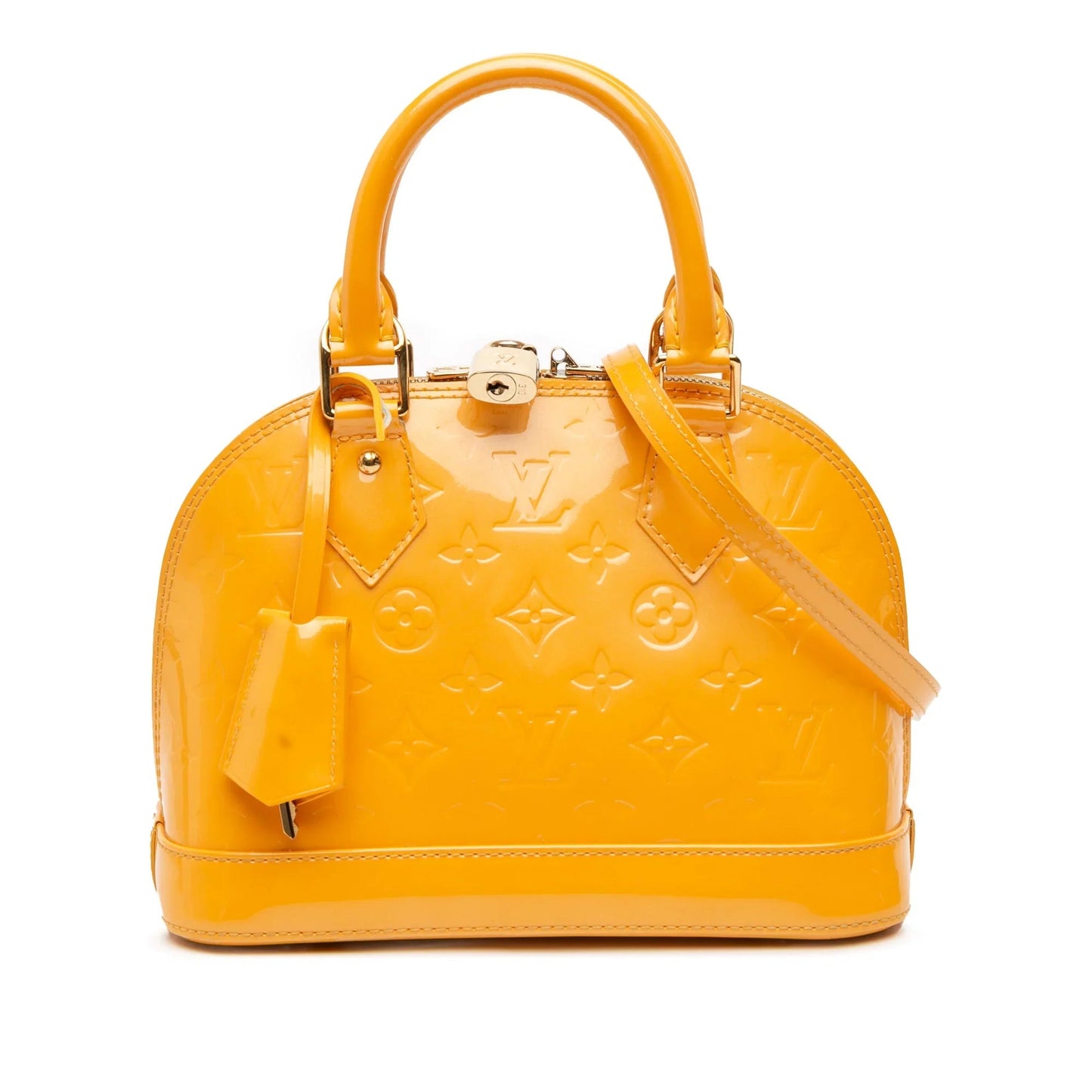 Yellow Louis Vuitton Monogram Vernis Alma BB Satchel