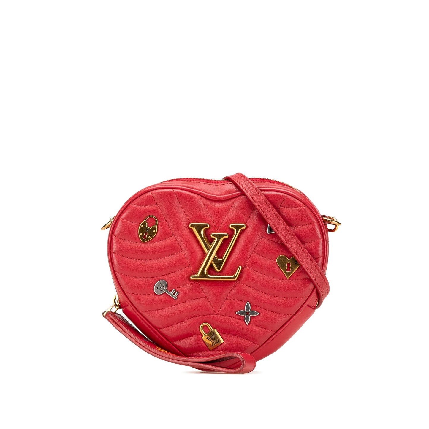 Red Louis Vuitton Calfskin Embellished New Wave Love Lock Crossbody