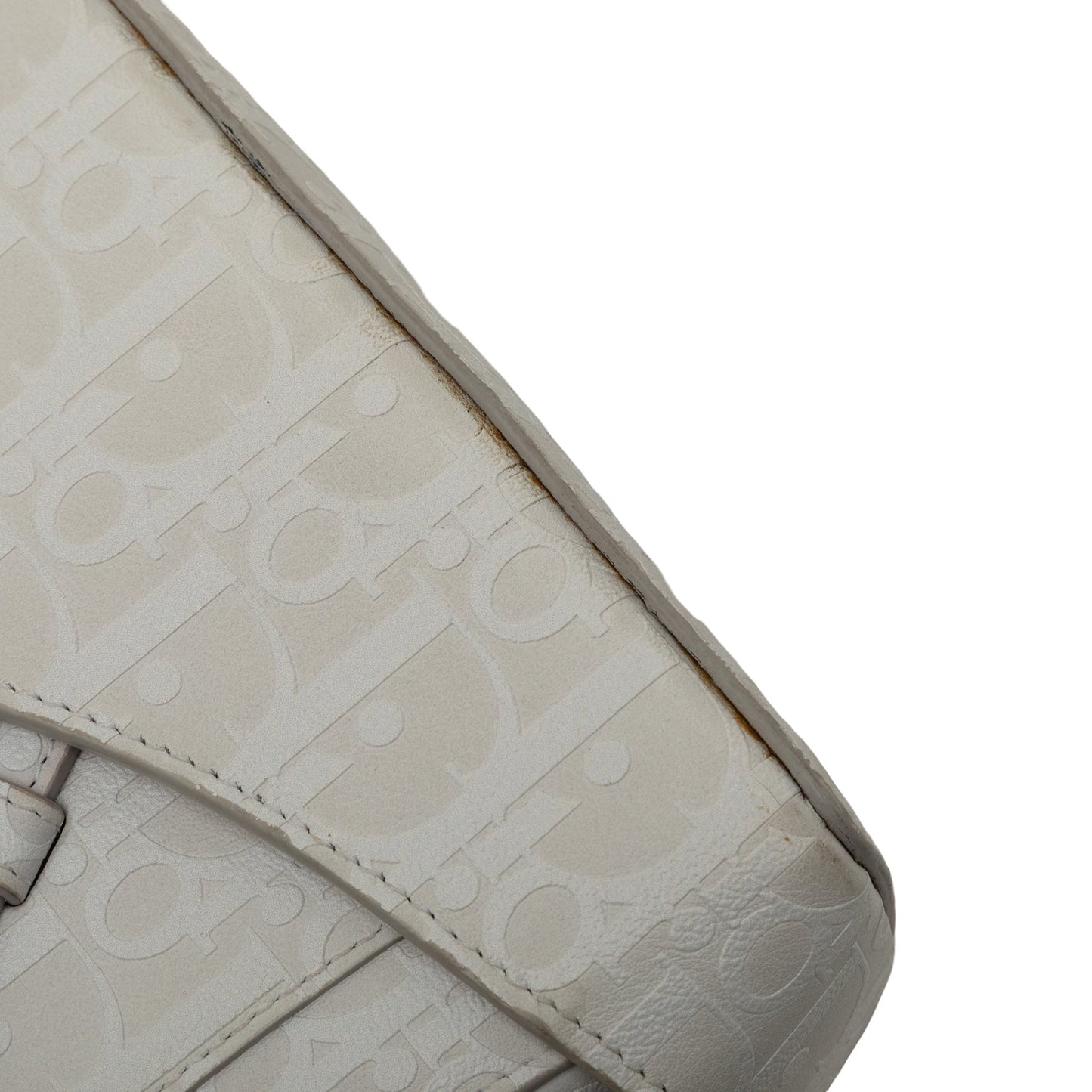 White Dior Oblique Calfskin Saddle Boxy Crossbody