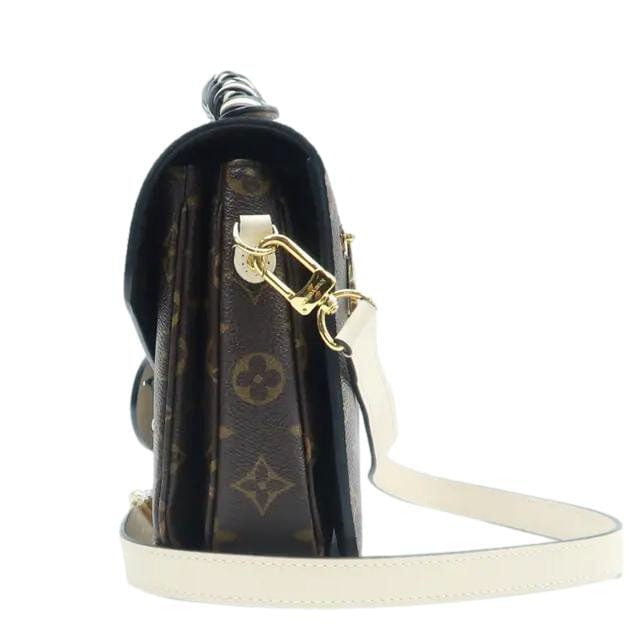 LOUIS VUITTON Braided Metis Pochette Monogram Canvas Crossbody Bag Brown