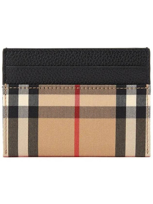 Luxury Burberry Sandon Vintage Check Card Wallet Black