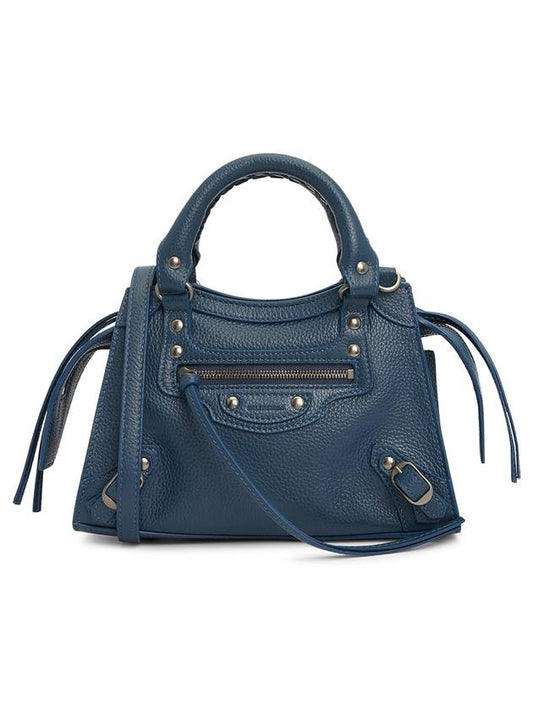 Luxury Balenciaga Trending 2026 Neo Classic City Mini Leather Tote Bag Petrol Blue