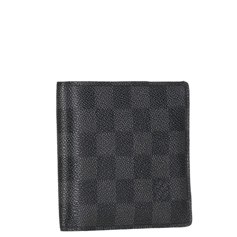 Louis Vuitton Damier Graphite Portefolio Marco Double Fold Wallet N62664 Black PVC Leather  Louis Vuitton