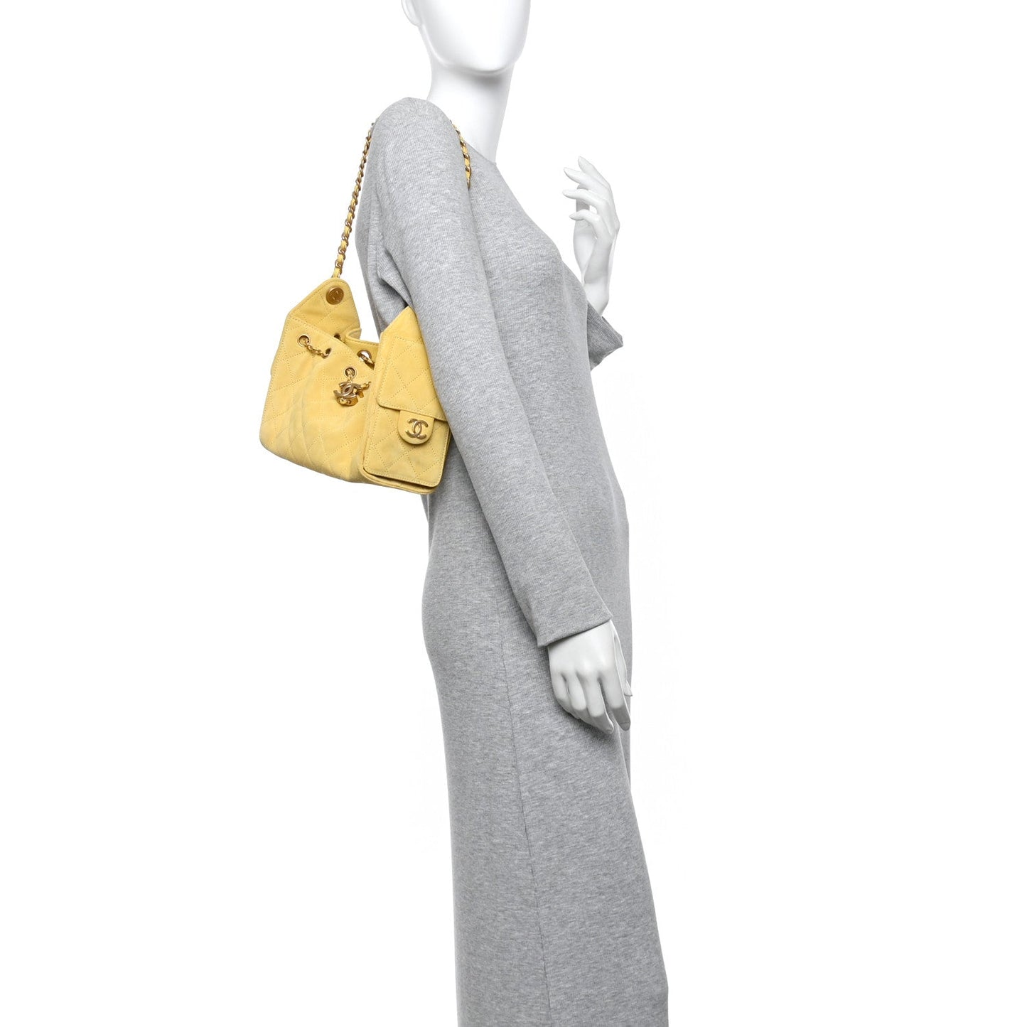 Suede Quilted Mini Chanel 25 Handbag Yellow