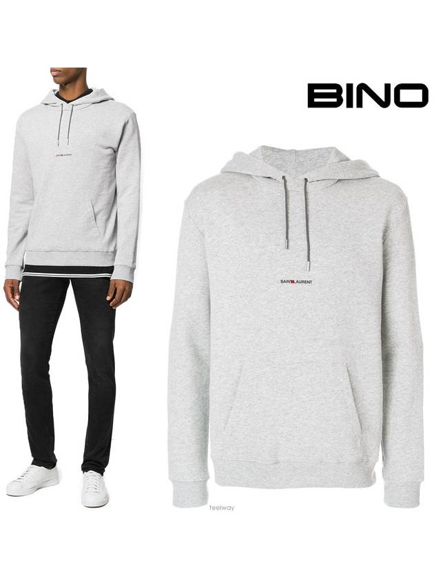 Luxury Saint Laurent Trending 2025 Men's Logo Print Fleece Hoodie Grey