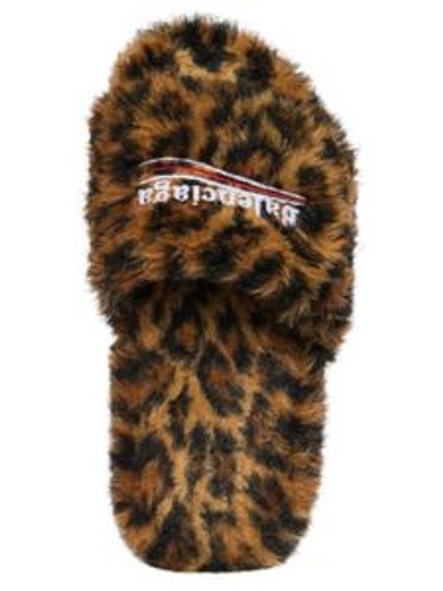 Luxury Balenciaga Trending 2026 Leopard Pattern Fake Fur Slide Slippers