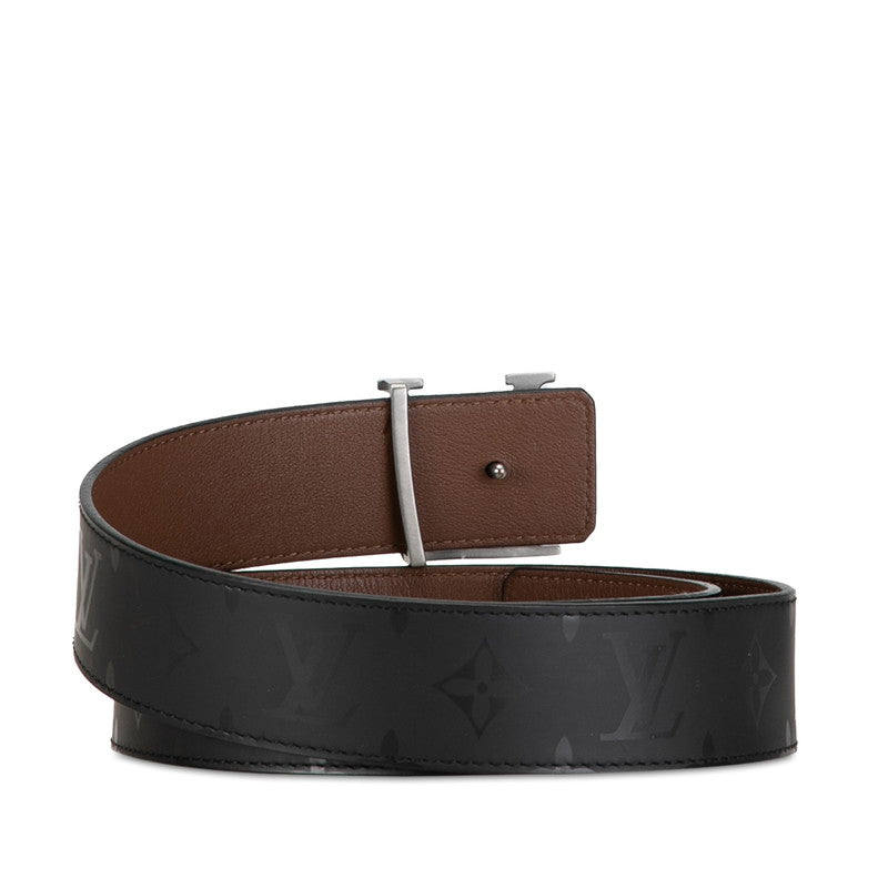 Louis Vuitton Monogram Illusion Sanctuary LV Initial Pyramid Belt 85/34 M9346 Black Brown Silver Leather Mens LOUIS VUITTON