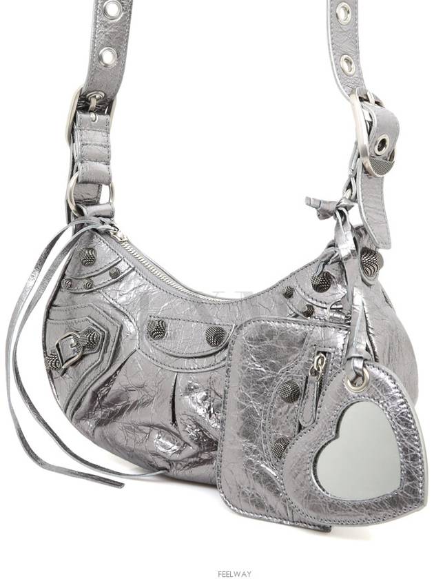 Luxury Balenciaga Trending 2026 Women s Le Cagol Xs Shoulder Bag Metallic Silver Cross 671309