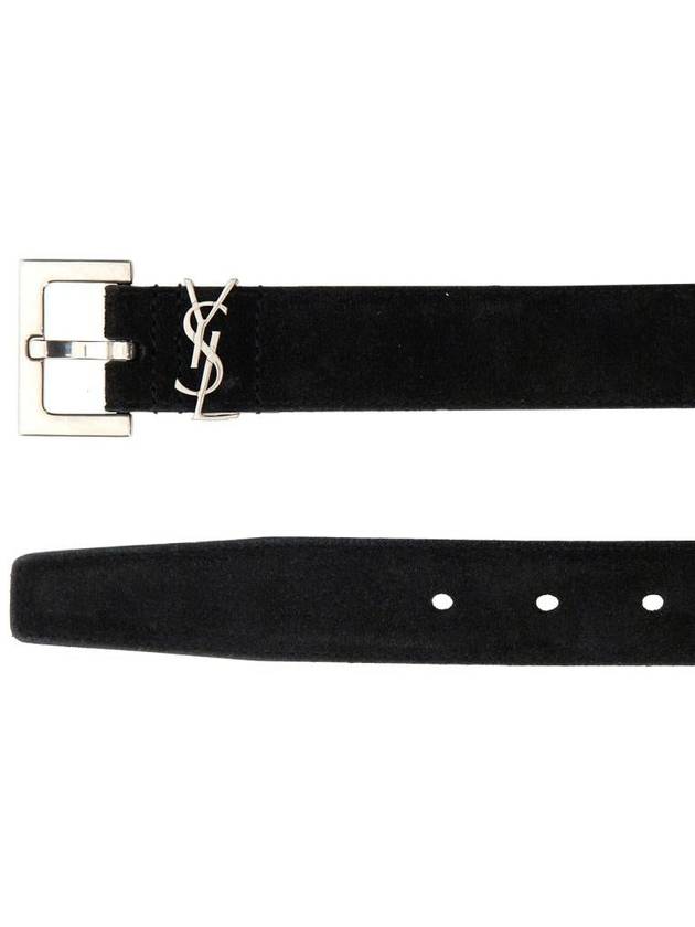 Luxury Saint Laurent Trending 2025 Logo Suede Leather Belt Black