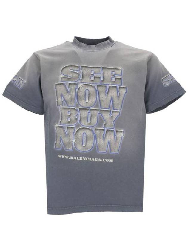 Luxury Balenciaga Trending 2026 See Now Buy Now Short Sleeve T-Shirt Blue