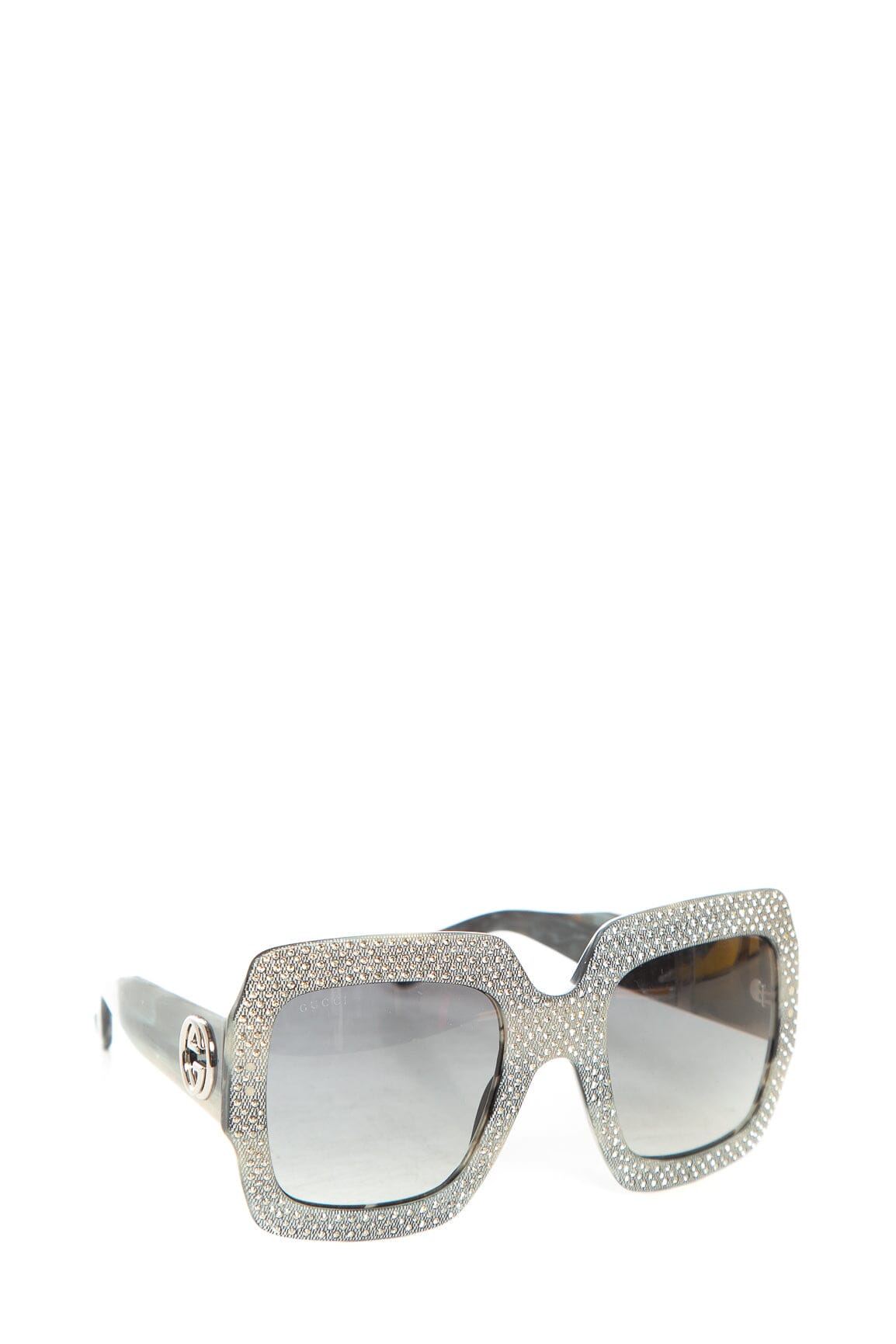 Gucci Silver Rhinestone Large Square Sunglasses