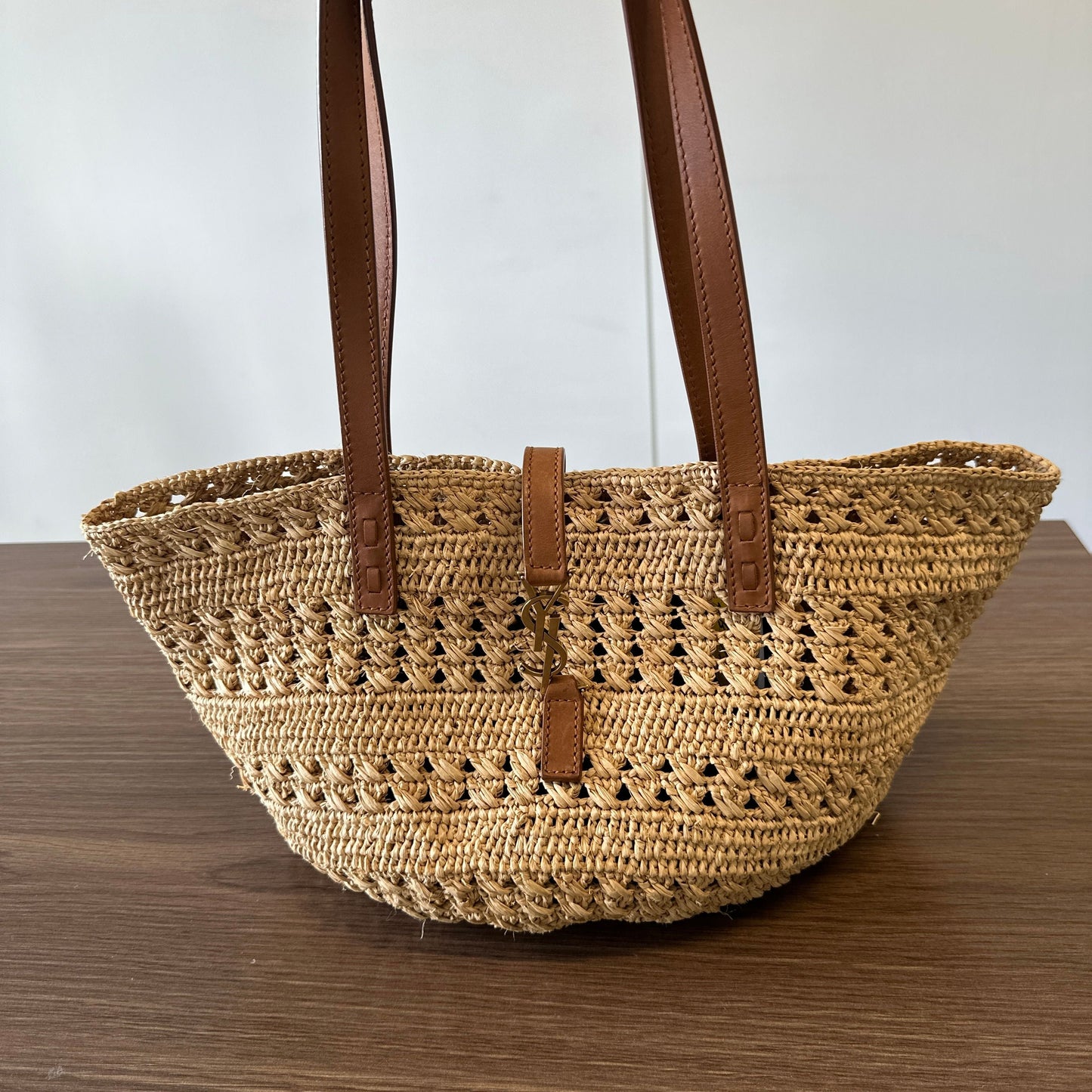 Saint Laurent Raffia Panier Small  Neutrals Totes LB122458