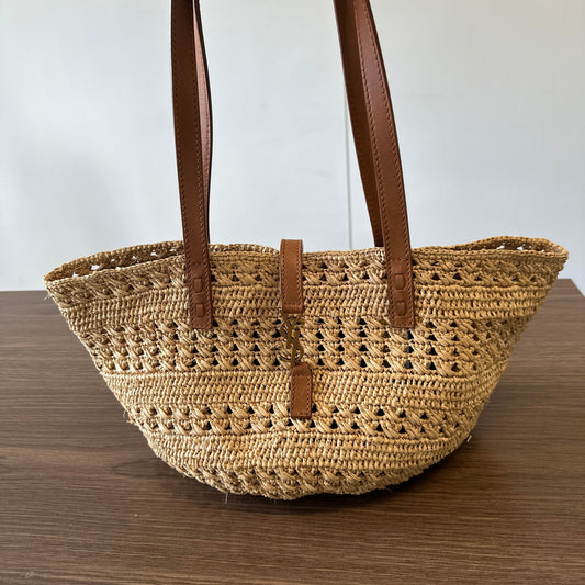 Saint Laurent Raffia Panier Small  Neutrals Totes LB122458