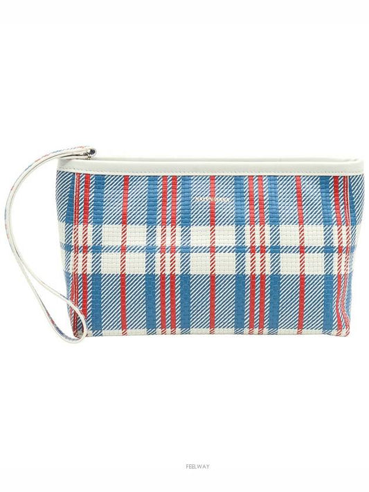 Luxury Balenciaga Trending 2026 Multi check printed gold lettering logo hand strap Babes pouch clutch
