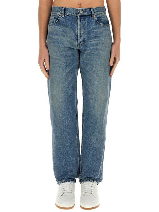 Luxury Saint Laurent Trending 2025 Cotton Straight Leg Jeans Blue